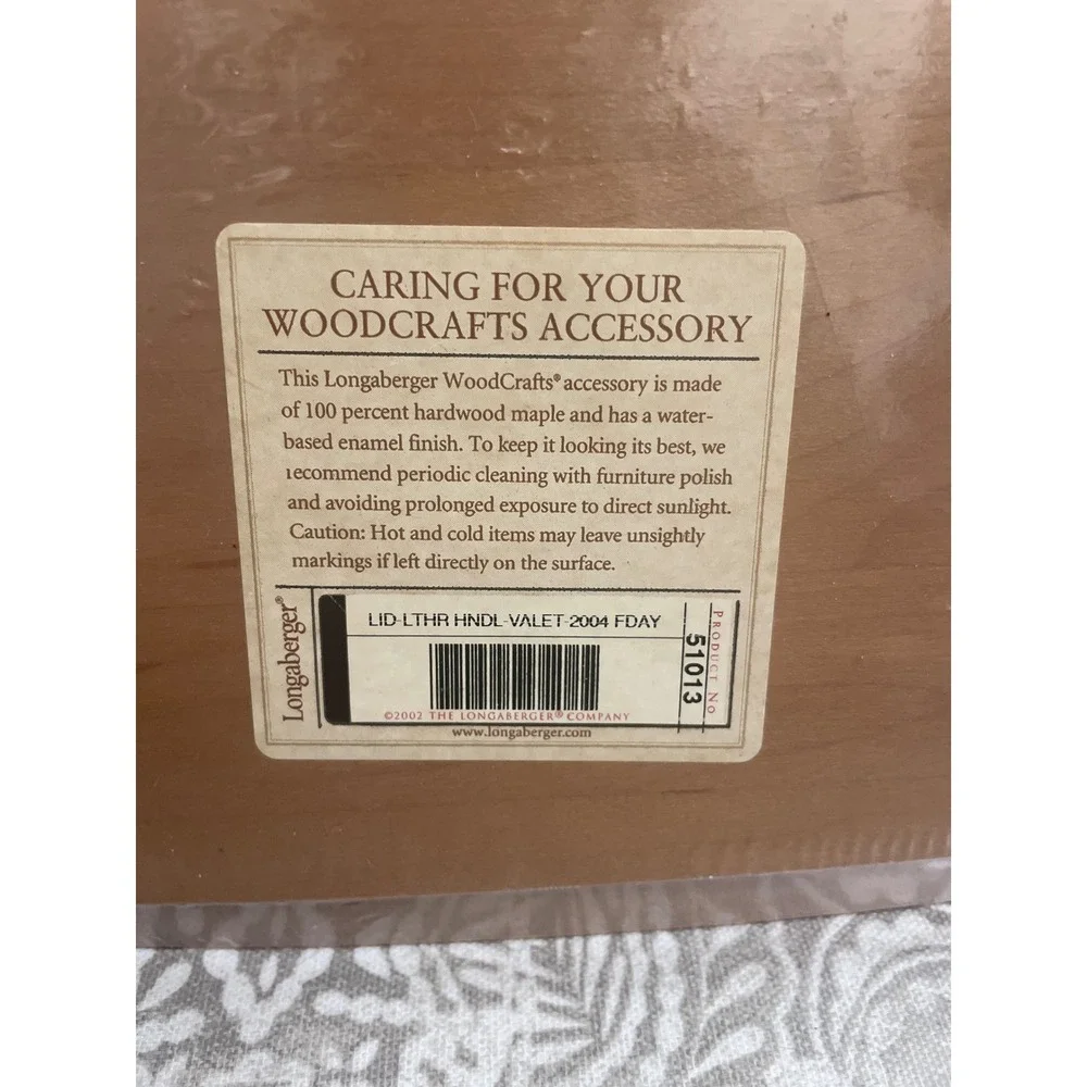 Longaberger WoodCrafts 2004 Father's Day Valet Basket Lid Leather Handle 51013